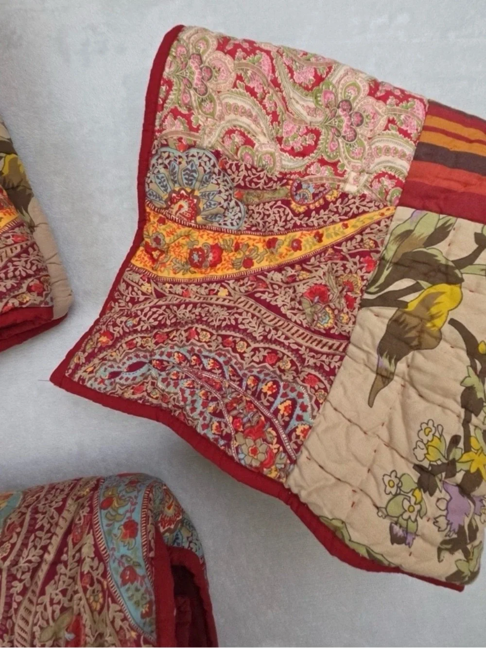 Pottery Barn “Georgia” Patchwork Quilt (K) and Euro Shams (3) EUC